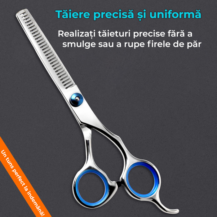 Foarfeca Regal Bliss ® profesionala pentru filat, Argintiu si Albastru [5]