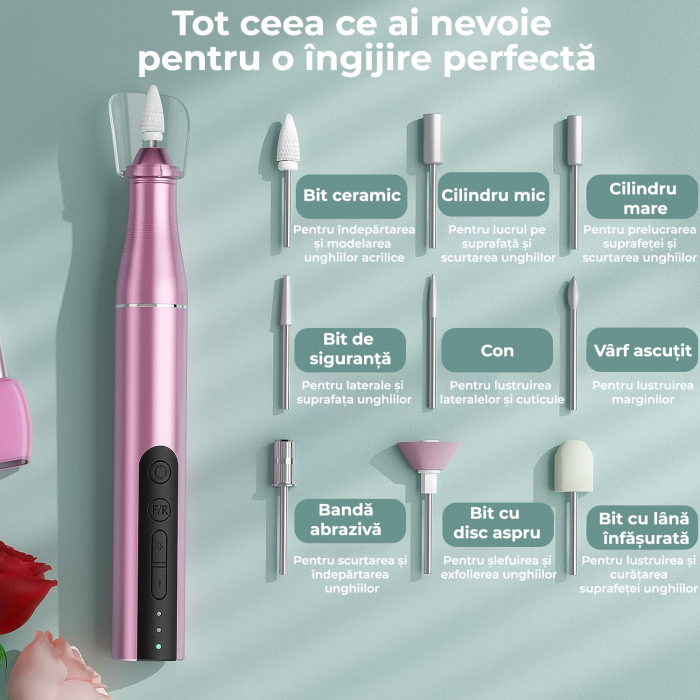 Freza electrica pentru unghii - roz [5]