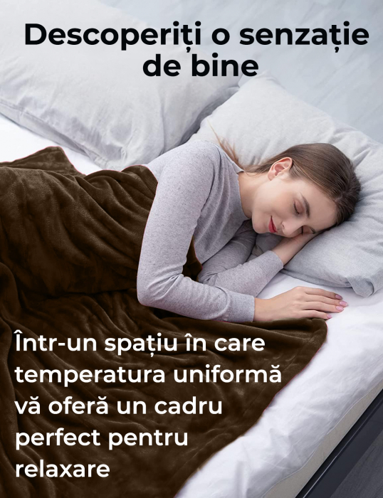 Patura cu incalzire electrica 180x200cm, Maro [7]