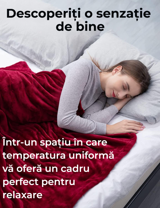 Patura cu incalzire electrica 120x160cm Rosu [2]