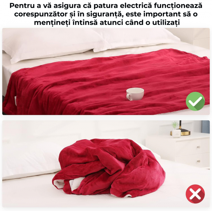 Patura cu incalzire electrica 120x160cm Rosu [14]