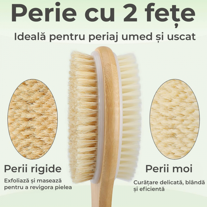 Perie de baie cu maner lung din lemn [6]