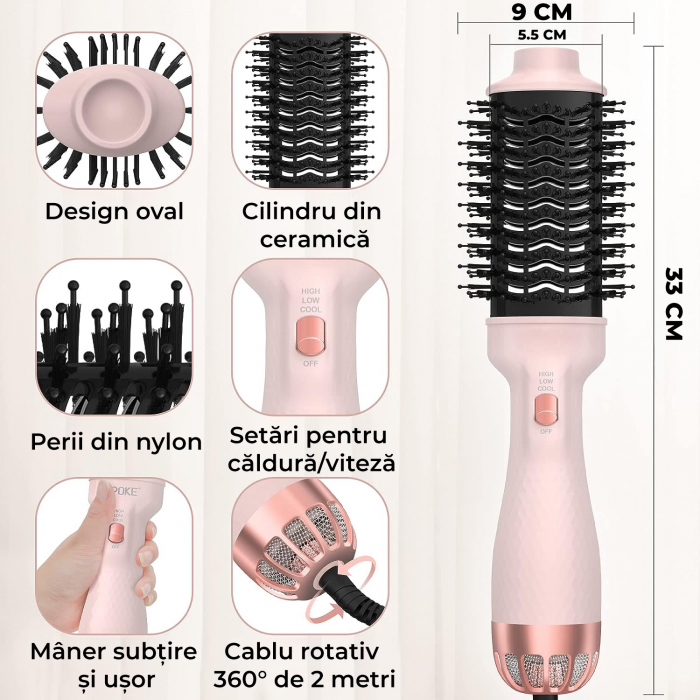 Perie electrica de par pentru volum, cu turmalina ceramica RESIGILAT [3]