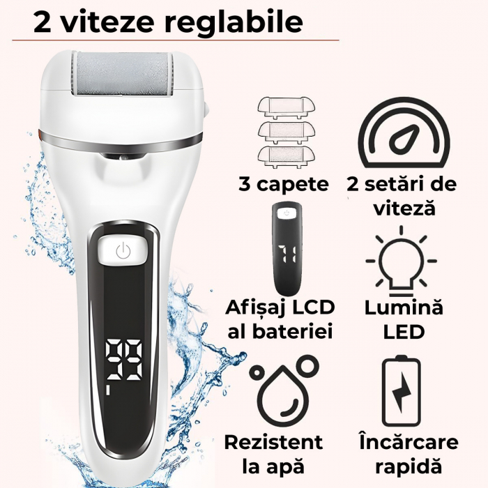 Pila electrica pentru picioare, Alb Negru [5]