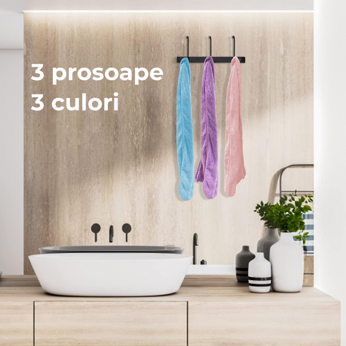 Prosoape de baie multicolore din microfibra, set 3 bucati [2]