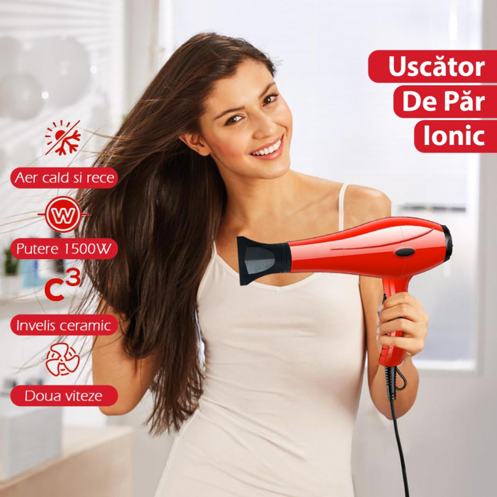 Uscator de par profesional - 1 Buc Rosu [5]