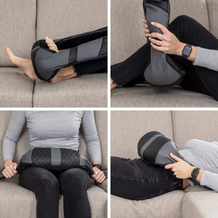 Aparat de masaj profesional pentru spate, gat, umeri, picioare si abdomen, masaj terapeutic, tratarea durerilor musculare cu 8 bile rotative, 3 viteze, 2 directii, Set cu geanta portabila, Gri si Negr [6]