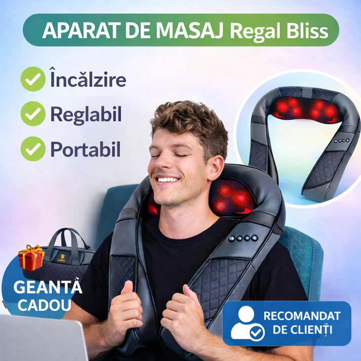 Aparate de masaj - Aparat de masaj profesional pentru spate, gat, umeri, picioare si abdomen, masaj terapeutic, tratarea durerilor musculare cu 8 bile rotative, 3 viteze, 2 directii, Set cu geanta portabila, Gri si Negr