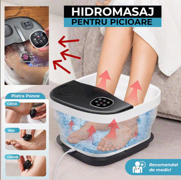 Aparate de masaj - Aparat hidromasaj pliabil pentru picioare, Negru