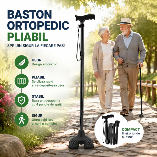 Accesorii Medicale - Baston ortopedic de sprijin pliabil - negru