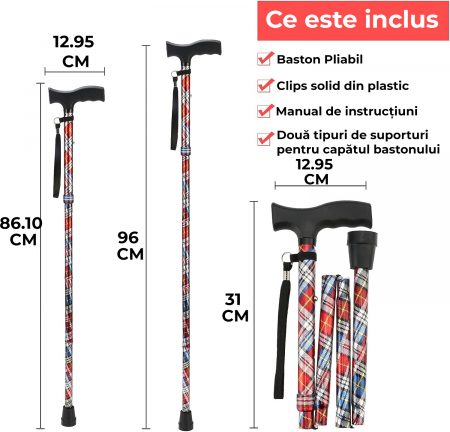 Baston ortopedic de sprijin pliabil - model cu dungi [6]