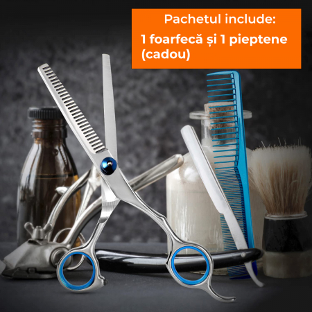 Foarfeca Regal Bliss ® profesionala pentru filat, Argintiu si Albastru [5]