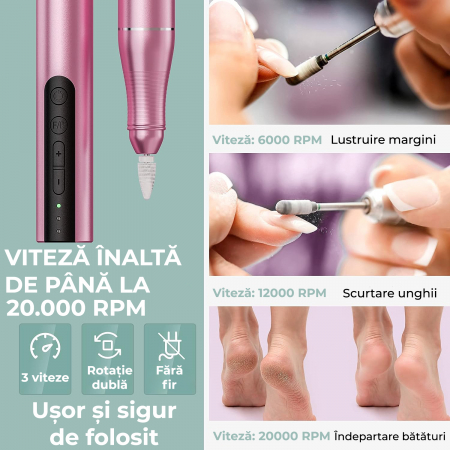 Freza electrica pentru unghii - roz [5]