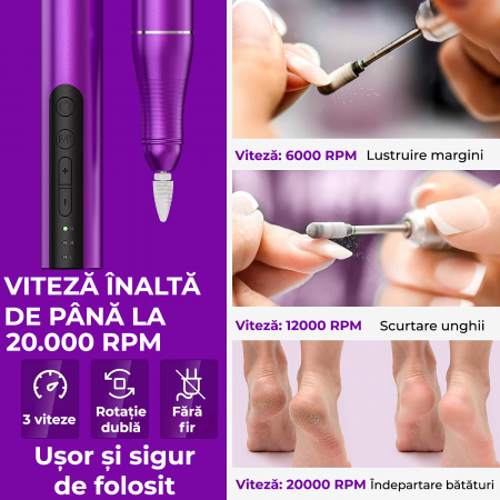 Freza electrica pentru unghii - mov [2]