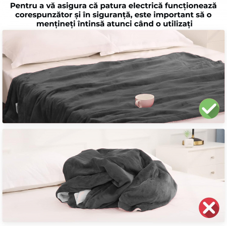 Patura cu incalzire electrica 120x160, Gri [5]