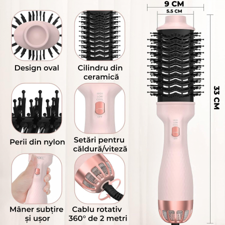 Perie electrica de par pentru volum, cu turmalina ceramica RESIGILAT [2]
