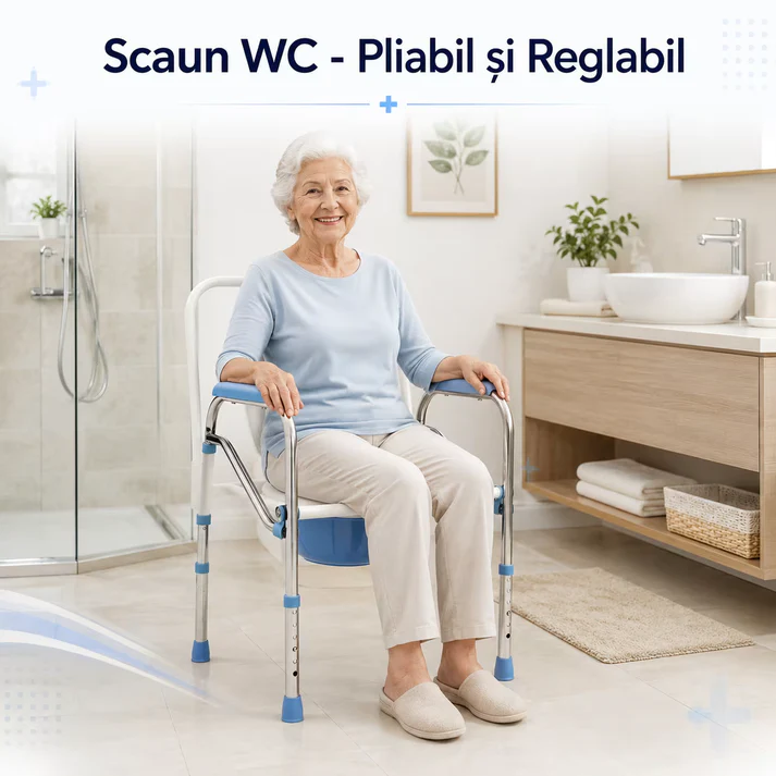 Accesorii Medicale - Scaun WC tip toaleta - Pliabil si reglabil