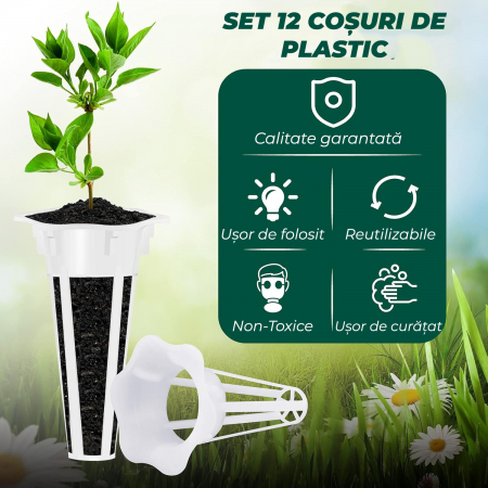 Set 12 cosuri de plastic pentru cresterea plantelor hidroponice [1]