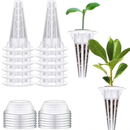 Ghiveci hidroponic - Set 12 cosuri de plastic pentru cresterea plantelor hidroponice