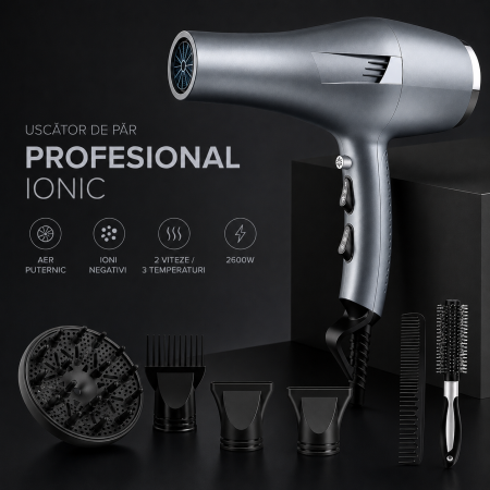 Uscatoare de par - Uscator de par profesional ionic, Gri