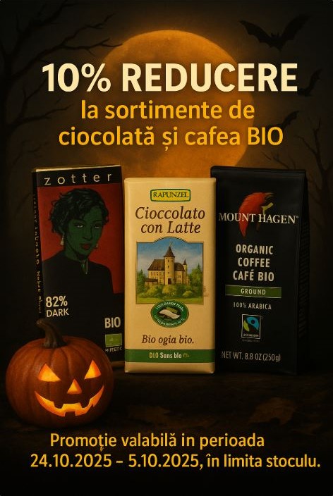 10% reducere la sortimentele de ciocolata si cafea BIO