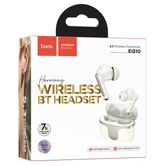 Casti Wireless, Hoco EQ10, Ear Buds, Bluetooth 5.3, 180h StandBy, 300mAh, Power LED, Harmony [3]