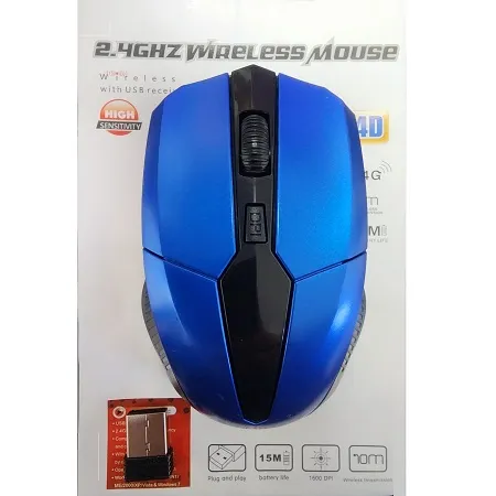 Mouse Wireless, Wi-Fi, 2.4 GHz, Ergonomic, USB, 1600 dpi [1]