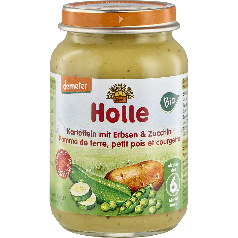 Piure bio din mazare si dovlecei pentru copii, fara gluten, +6 luni [1]