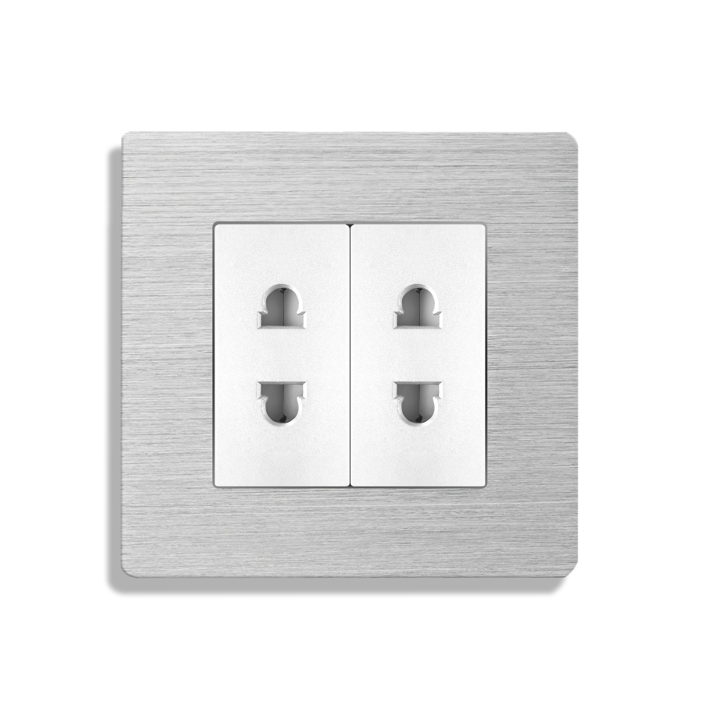 Priza Dubla cu Module Inguste cu Rama din Aluminiu LUXION [2]