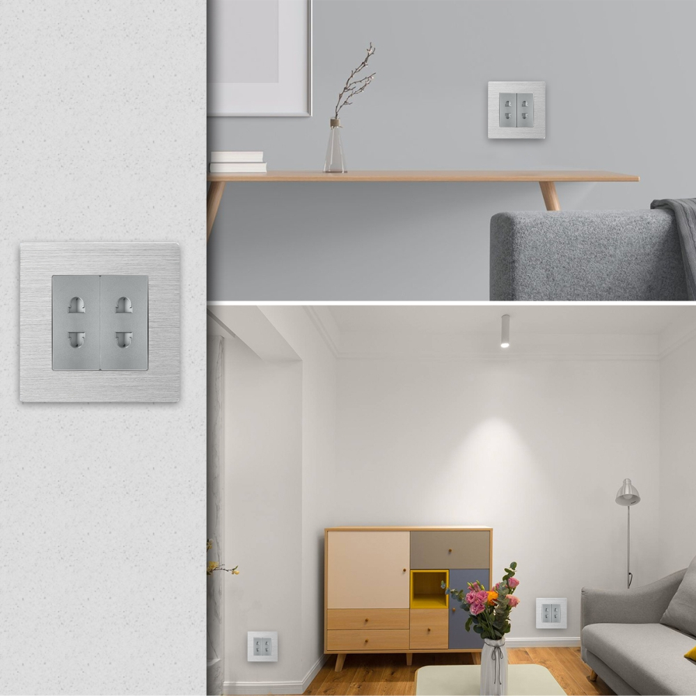 Priza Dubla cu Module Inguste cu Rama din Aluminiu LUXION [6]