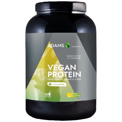 Pudră proteică vegană, vanilie, 908gr, Adams [1]