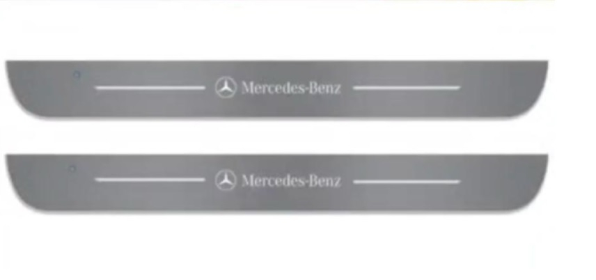 Set 2 protectii magnetice iluminateLED pentru pragul masinii cu logo Mercedes [6]