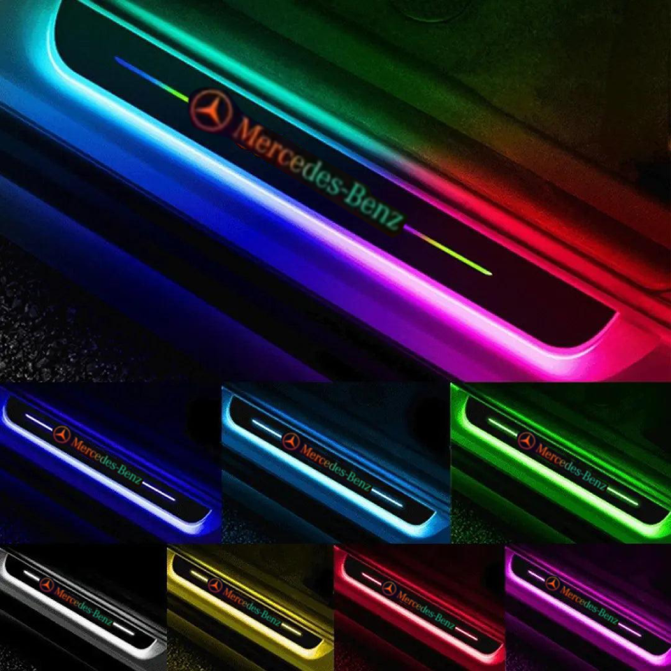 Set 2 protectii magnetice iluminateLED pentru pragul masinii cu logo Mercedes [5]