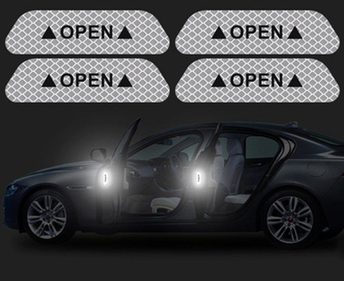 Autocolant avertizare luminoasa, anticoleziune OPEN reflectorizant [1]