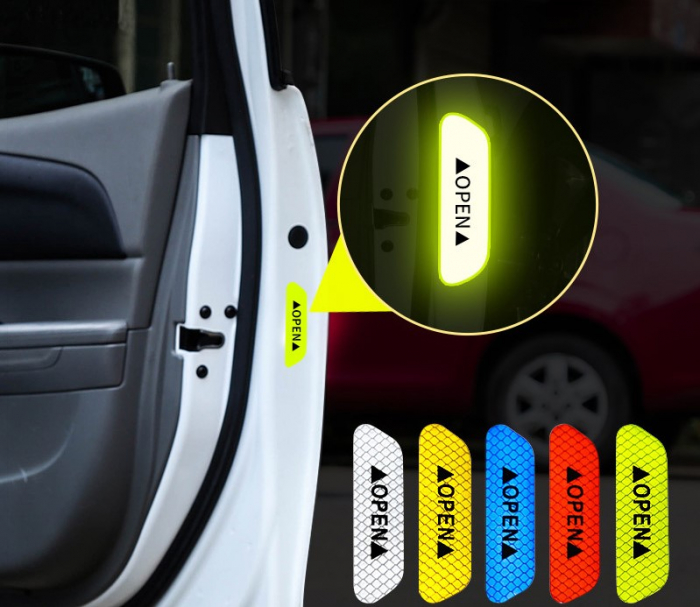 Autocolant avertizare luminoasa, anticoleziune OPEN reflectorizant [4]