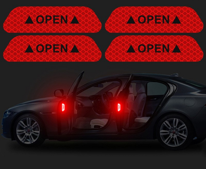 Autocolant avertizare luminoasa, anticoleziune OPEN reflectorizant [2]