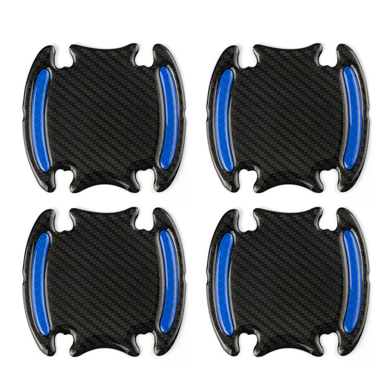Set 4 buc autocolant protectie zgarieturi maner usa masina, reflectorizant, fibra de carbon, Albastru [2]