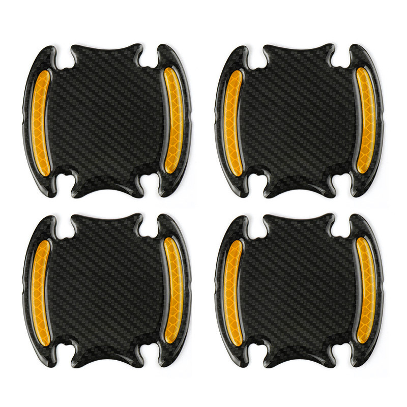 Set 4 buc autocolant protectie zgarieturi maner usa masina, reflectorizant, fibra de carbon, Galben [3]