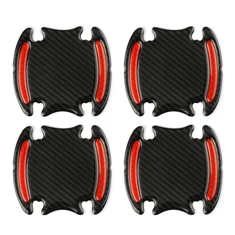 Set 4 buc autocolant protectie zgarieturi maner usa masina, reflectorizant, fibra de carbon [3]
