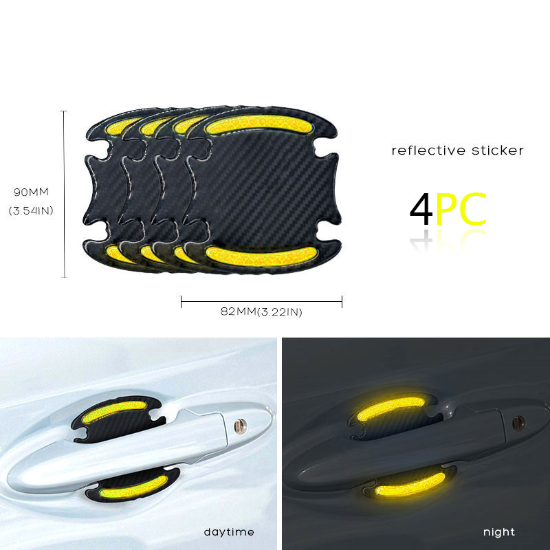 Set 4 buc autocolant protectie zgarieturi maner usa masina, reflectorizant, fibra de carbon, Verde [1]