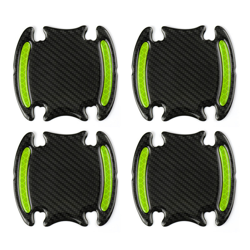 Set 4 buc autocolant protectie zgarieturi maner usa masina, reflectorizant, fibra de carbon, Verde [3]