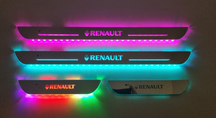 Set 4 protectii magnetice iluminate LED pentru pragul masinii cu logo RENAULT [1]