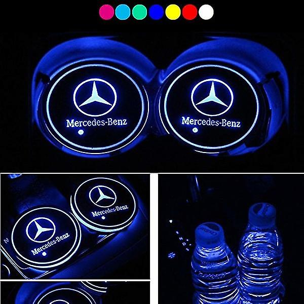 Suport auto pentru pahare cu lumina inteligenta LED cu logo Mercedes [5]