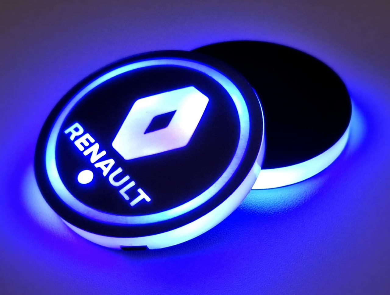 Suport auto pentru pahare cu lumina inteligenta LED cu logo RENAULT [1]