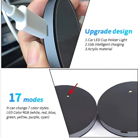 Suport auto pentru pahare cu lumina inteligenta LED cu logo VW [3]