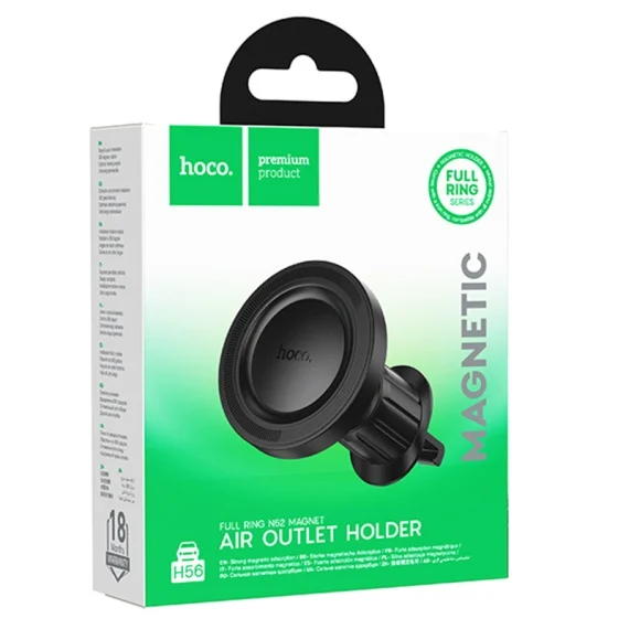 Suport Auto pentru Telefon, Magnetic, montaj ventilatie, PullClip, Negru, Hoco H56 [6]