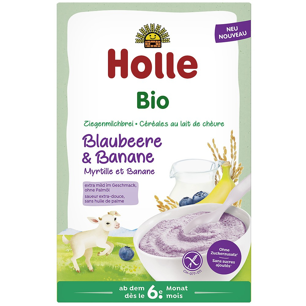Terci bio cu lapte de capra, banane si afine, fara gluten, pentru copii, +6 luni [1]