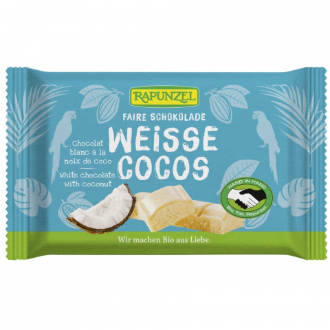 Ciocolata bio - Ciocolată bio albă Cristallino cu bucăţele de cocos HIH