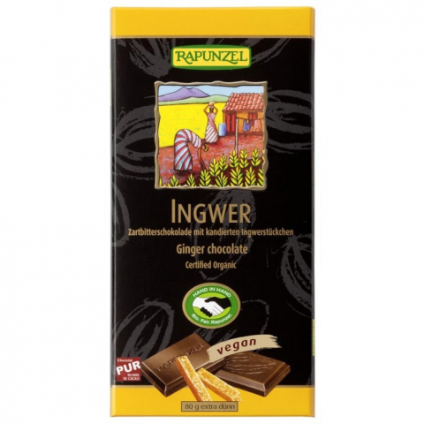 Produse BIO - Ciocolata bio amăruie cu ghimbir 55% cacao HIH