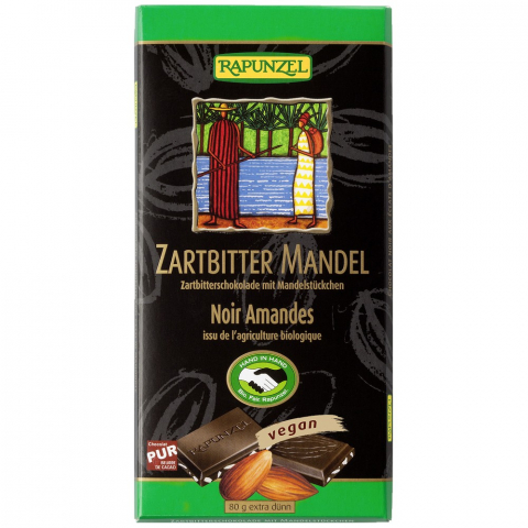 Produse BIO - Ciocolata bio amăruie cu migdale si 55% cacao HIH